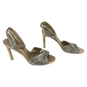 Pelle Moda Gold/Silver Ankle Strap Stiletto Heels | Size 10